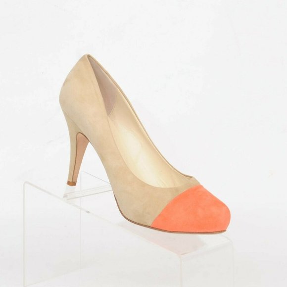 Bettye Muller x Simply Soles Beige Suede Melon Cap Toe High Heel Women 8.5 Italy - Picture 2 of 12